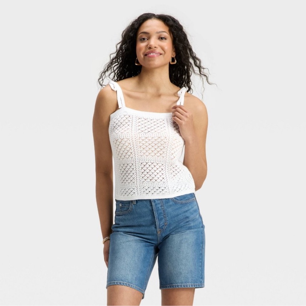 NWT Universal Thread White Crochet Tank Top Size Large